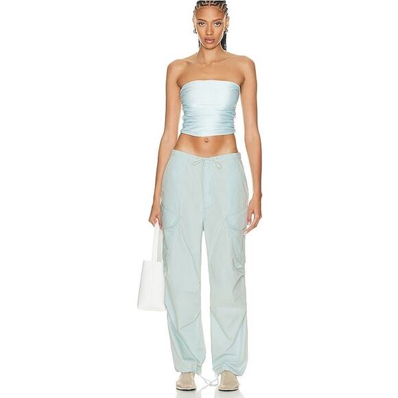 Agolde Ginerva Cargo Parachute Pant in Mochi-Mint Green Size Small Drawstring - Picture 1 of 16